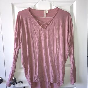 Pink long sleeve cross front shirt